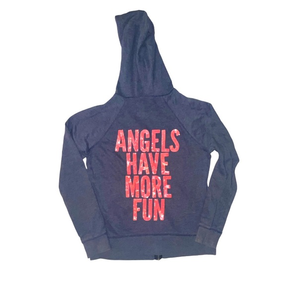 Victoria’s Secret Full Zip Hooded Sweatshirt Angels Have More Fun In Sequin - Picture 1 of 6
